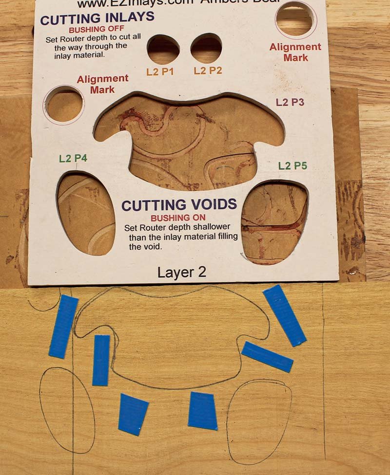 Outlines showing where to place tape