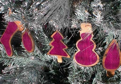 Wood Inlaid Christmas Ornaments