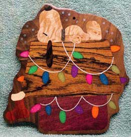 Snoopy Wood Inlaid Christmas Ornament