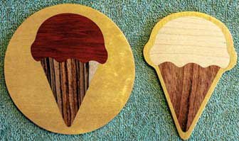 Wood Inlaid Ice Cream Cone Coaster