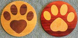 Wood Inlaid Dog Paw Coaster
