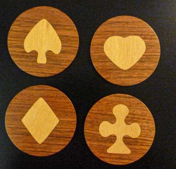 Four coasters made with Cards Inlays